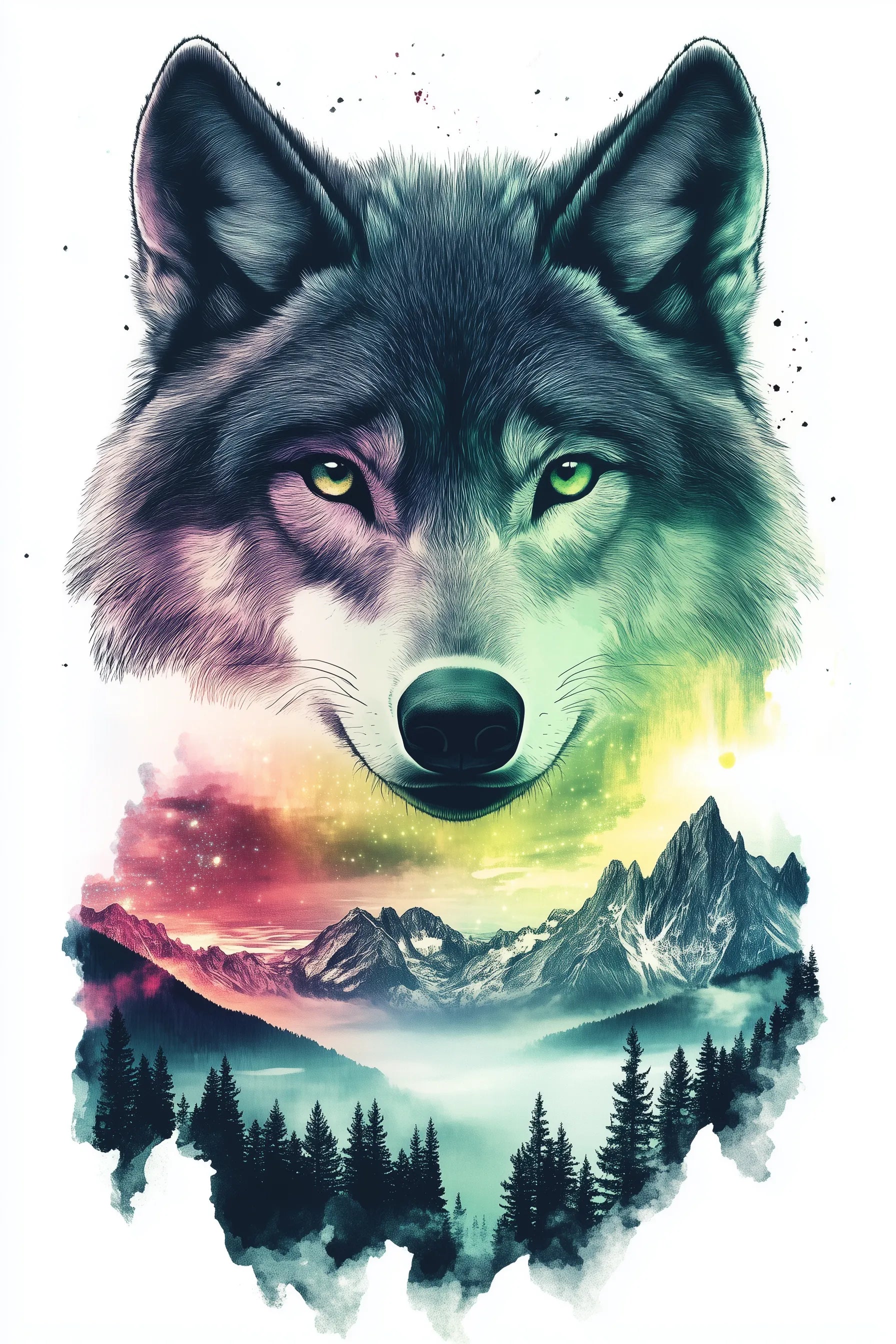 Wolf and Mountains Metal Wall Posters | Premium, Waterproof & Magnet-Mounted Art
