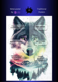 Wolf and Mountains Metal Wall Posters | Premium, Waterproof & Magnet-Mounted Art