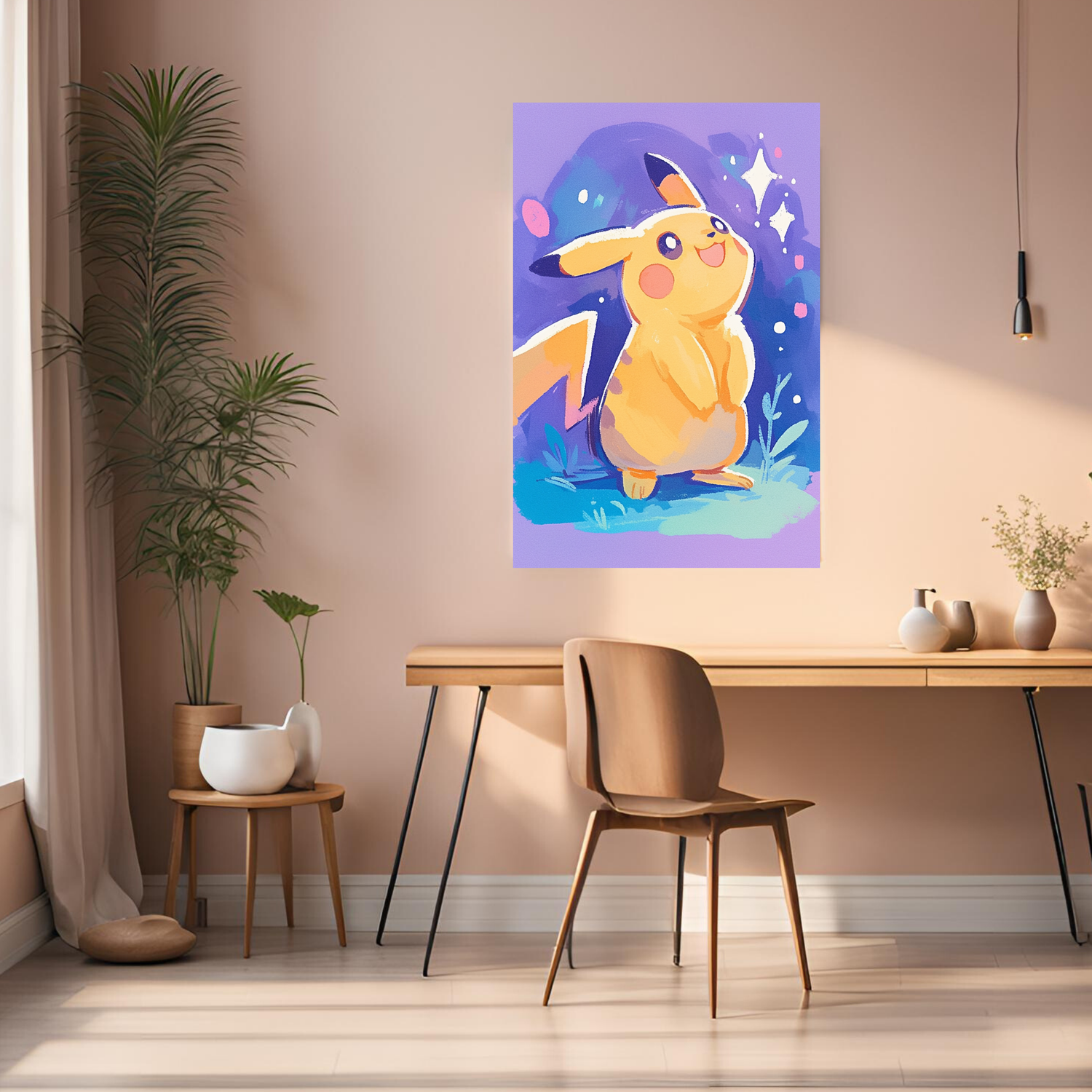 Pikachu Happy Metal Wall Posters | Premium, Waterproof & Magnet-Mounted Art