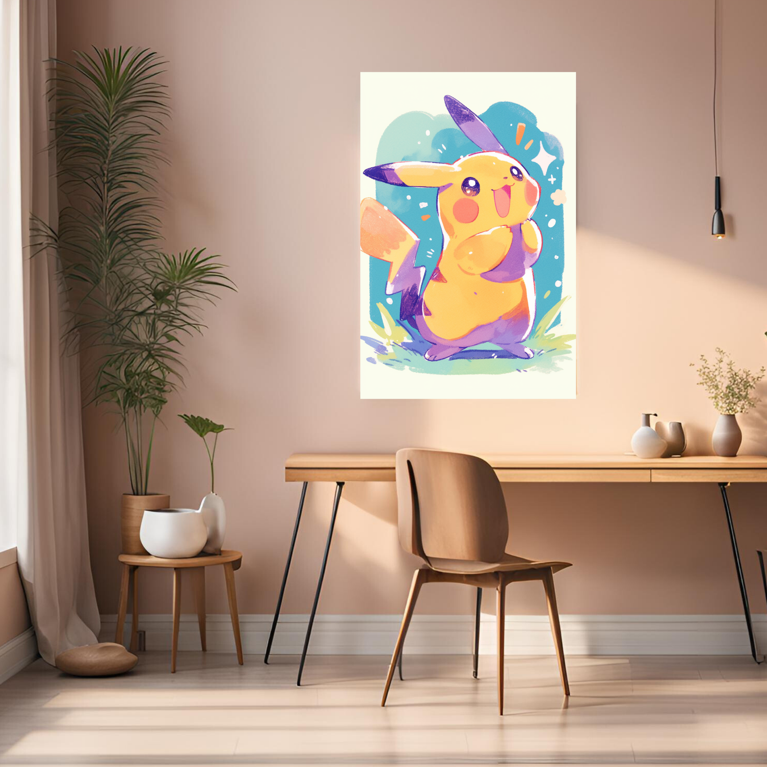 Pikachu smiling Metal Wall Posters | Premium, Waterproof & Magnet-Mounted Art
